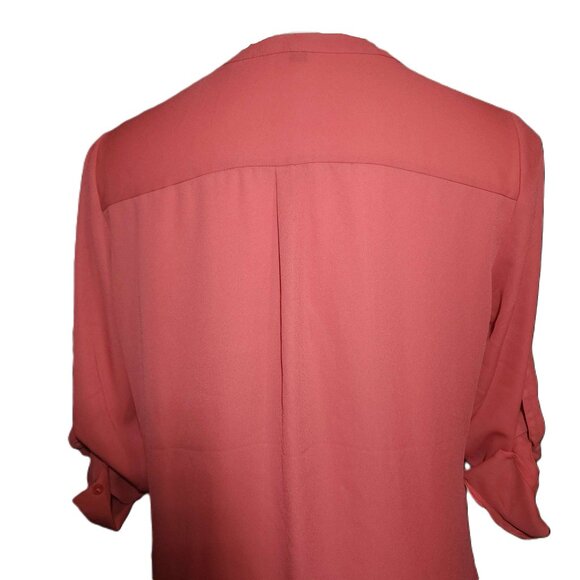 ❤️ 4/$20 Express zippered blouse Adjustable sleeves Women's medium Sheer V-neck - Picture 11 of 12